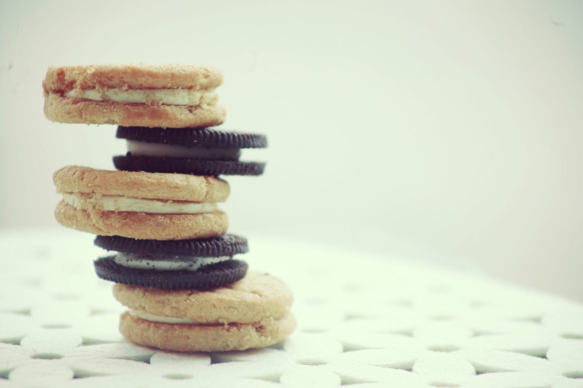 Stack of biscuit, stacked in two colors.